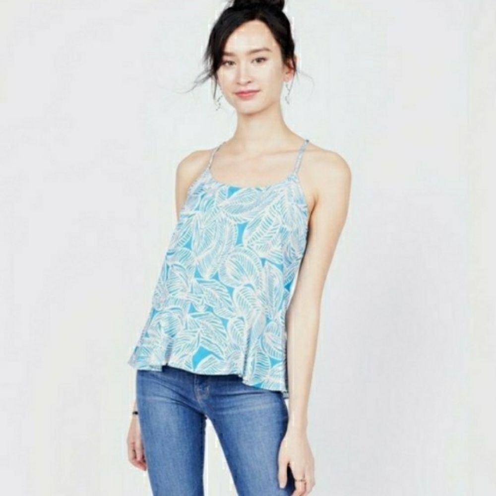 💙 Plenty by Tracy Reese Blue Floral Strappy Top Large